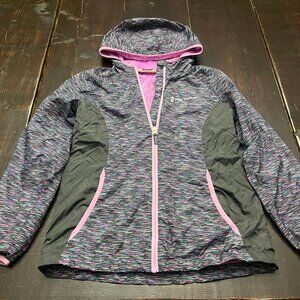 Free Country Girls L 14/16 Hooded Jacket Fleece Lined Pink Black Coat